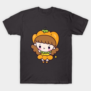 Cute halloween girl cartoon wear pumpkin fancy dress T-Shirt